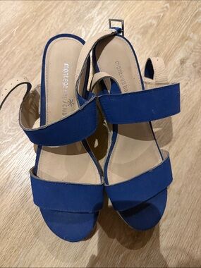 Monterey Bay Blue Strappy Wedge Sandals